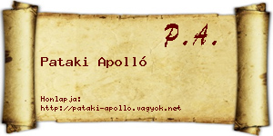 Pataki Apolló névjegykártya